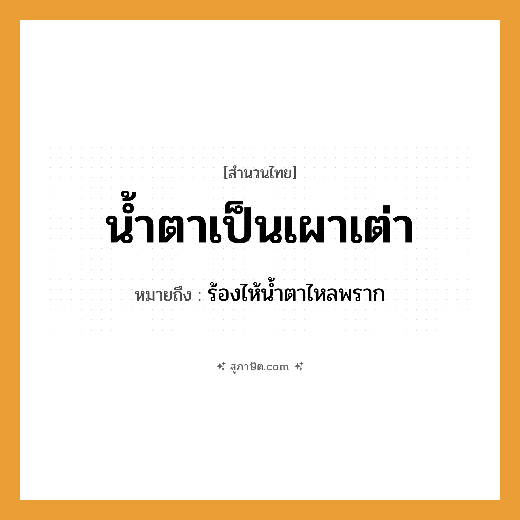 คำสุภาษิต: น้ำตาเป็นเผาเต่า หมายถึง?, หมายถึง ร้องไห้น้ำตาไหลพราก