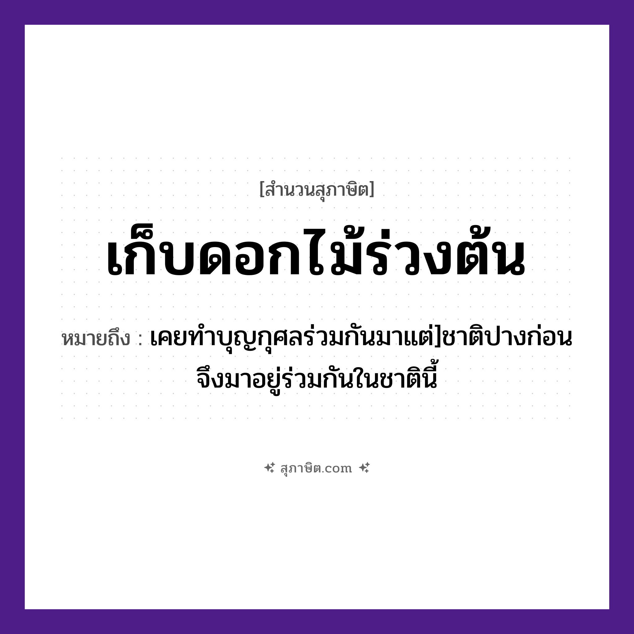 คำสุภาษิต: เก็บดอกไม้ร่วงต้น หมายถึง?, หมายถึง เคยทำบุญกุศลร่วมกันมาแต่]ชาติปางก่อนจึงมาอยู่ร่วมกันในชาตินี้ ธรรมชาติ ไม้